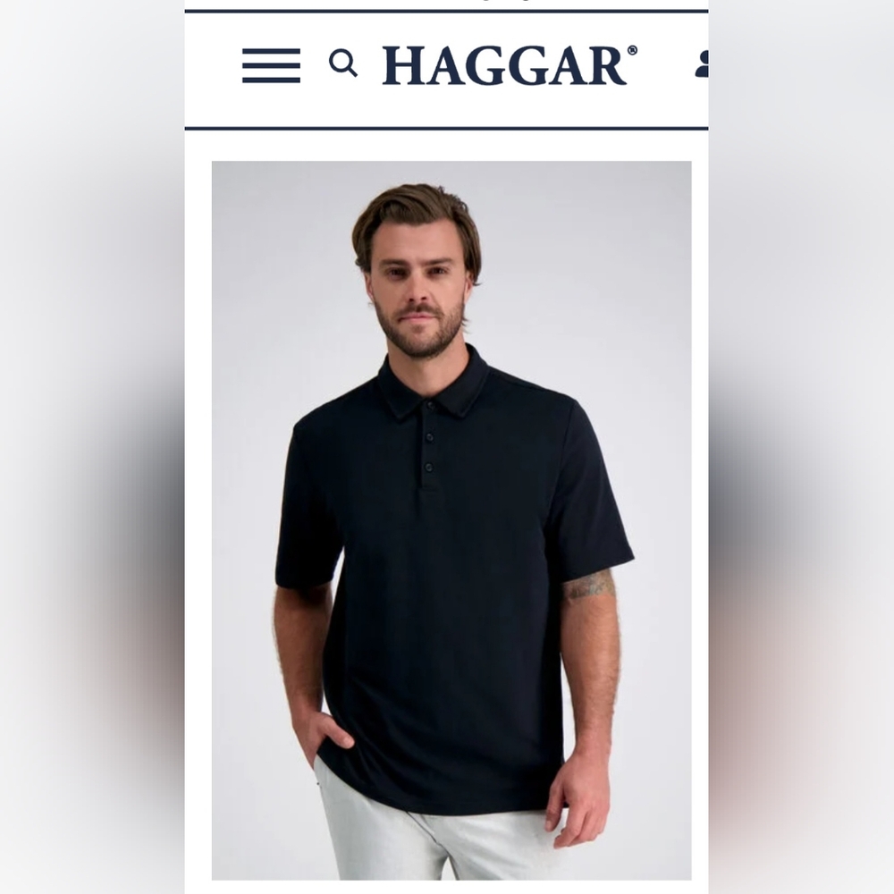 Haggar Black Polo Shirt Classic Design